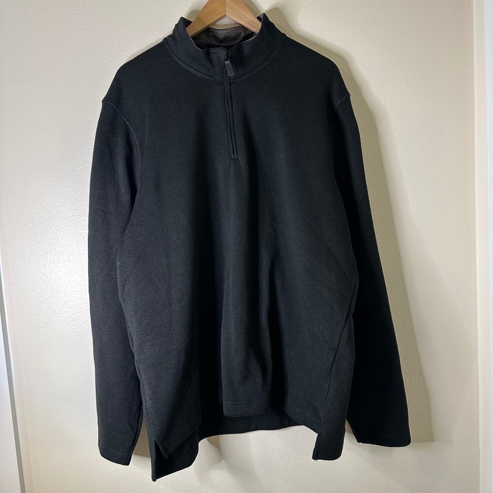 Wrangler Authentics Mens Black 1/4 Zip Pullover Sweatshirt XL TG Fleece